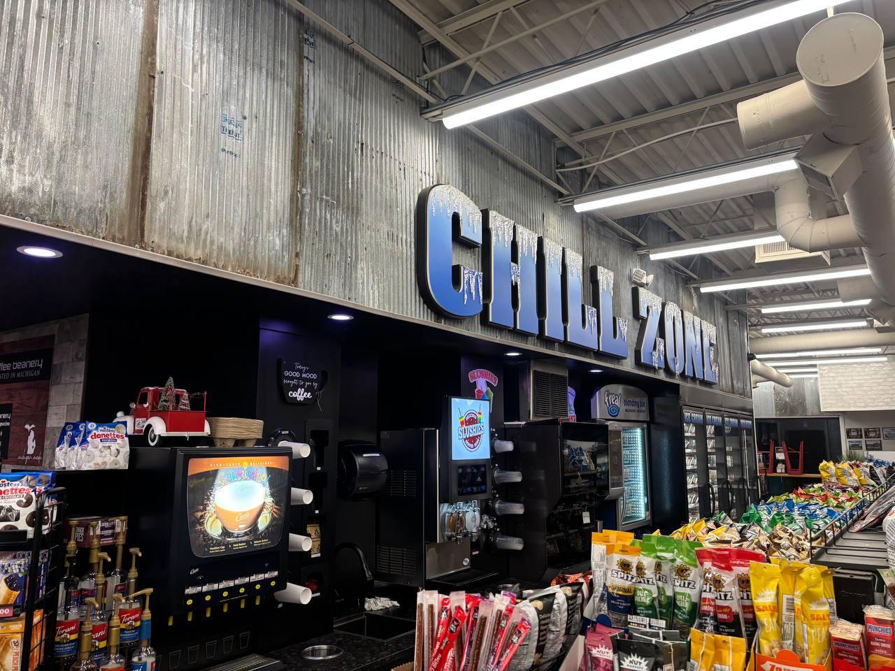Chill Zone snack and drink area