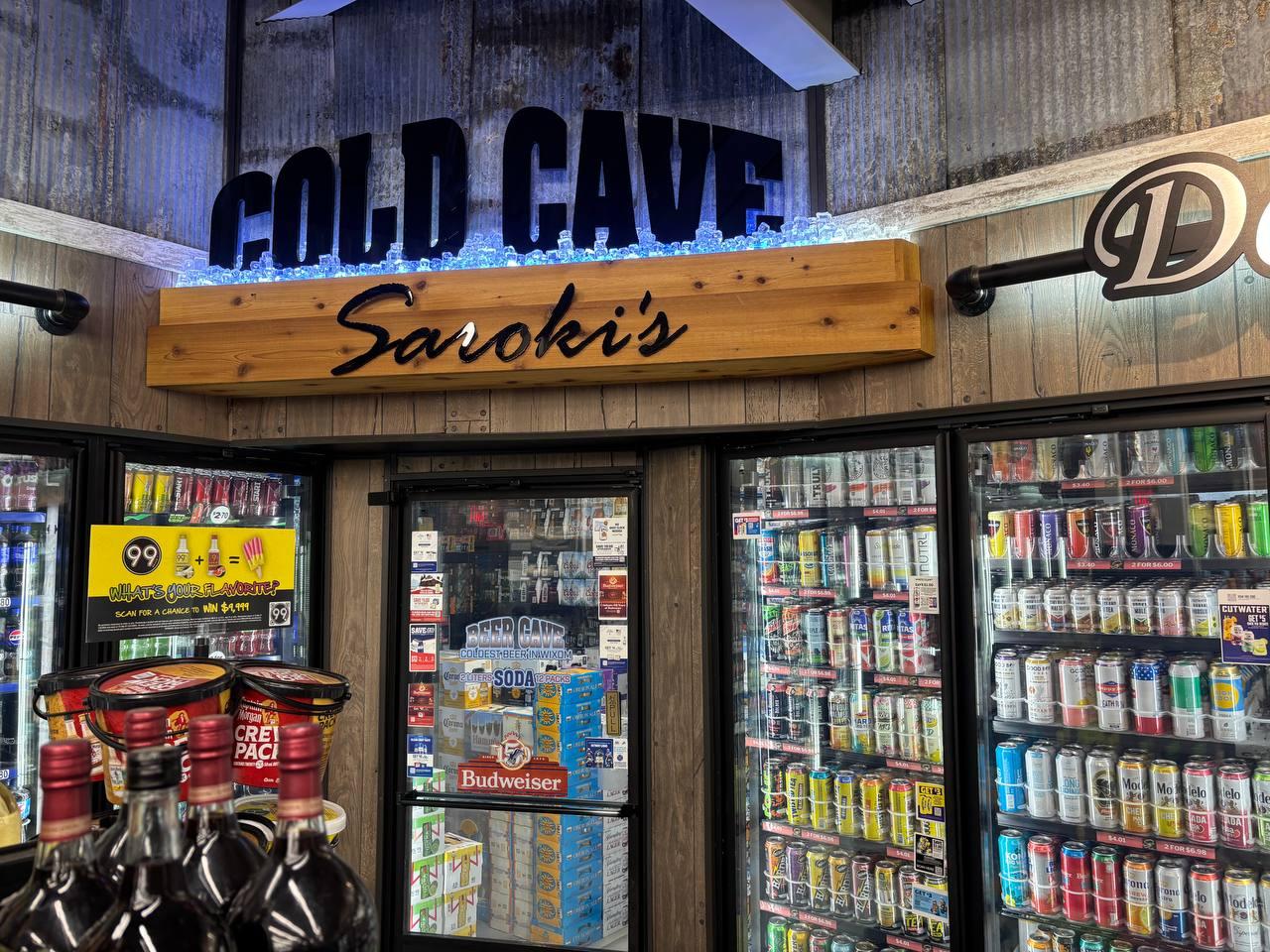 Saroki's Cold Cave beer cooler with Budweiser